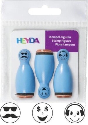 Product detail of HEYDA Dřevěná razítka kuželky smajlíci - modré 3 ks