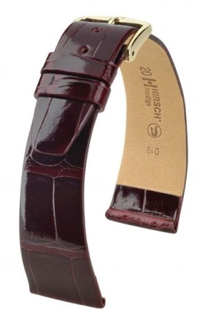 Product detail of Řemínek Hirsch Prestige 1 alligator - vínový, lesk - L - řemínek 16 mm (spona 14 mm)