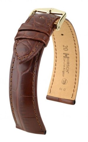 Product detail of Řemínek Hirsch Genuine 1 alligator - hnědý, mat - M - řemínek 24 mm (spona 22 mm)