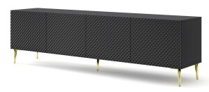Product detail of ARTBm TV stolek RAVENNA C 4D 200 | černá lesklá Provedení: Černá / černý lesk / zlaté nohy