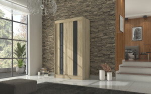 Product detail of ArtAdrk Šatní skříň KAREN | 120 cm Barva: dub sonoma/černé pásy