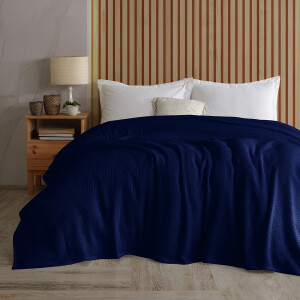 Product detail of 4Home Bavlněný přehoz na postel Claire navy, 220 x 240 cm