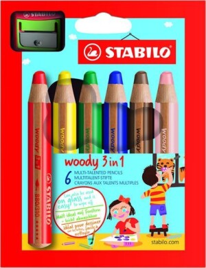Product detail of Pastelka STABILO Woody 3v1 sada 6 ks v poudru s ořezávátkem