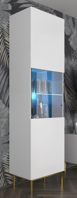 Product detail of ARTBm Vitrína RAVENNA C 1DS | bílá lesklá Provedení: Biela / biely lesk / zlatá podnož
