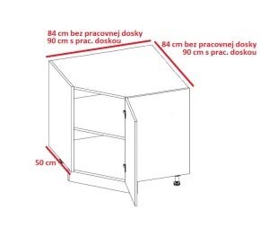 Product detail of ArtExt Kuchyňská linka Brerra - mat Kuchyně: Rohová spodní skříňka D12R/90/(ŠxVxH) 84 x 82 x 84 cm
