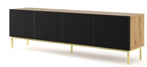Product detail of ARTBm TV stolek RAVENNA B 4D 200 | dub artisan / černá matná Provedení: Dub artisan / černý mat / zlatá podnož