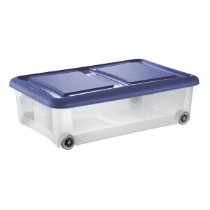 Product detail of Tontarelli STOCKBOX s víkem, kolečka, 28 l, transparentní/světle modrá 