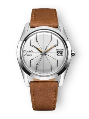 Product detail of Nivada Grenchen Antarctic Spider Silver 35 mm - Brown leather