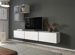 Product detail of Artcam Obývací stěna ROCO 6 roco: korpus bílý mat / okraj černý mat / dvířka bílý mat