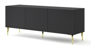 Product detail of ARTBm TV stolek RAVENNA C 3D 150 | černá lesklá Provedení: Černá / černý lesk / zlaté nohy