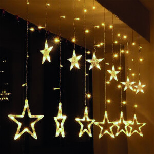 Product detail of Solight LED venkovní vánoční závěs, hvězdy, šíře 3m, 123LED, IP44, 3xAA, teplá bílá
