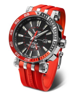 Product detail of Vostok Europe Energia Rocket Automatic GMT NH34-575A717 - Červený silikonový řemínek