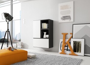 Product detail of Artcam Sestava do obývacího pokoje ROCO 17 roco: korpus černý mat / okraj černý mat / dvířka bílý mat