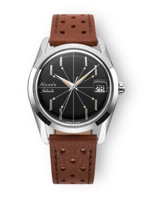 Product detail of Nivada Grenchen Antarctic Spider Black 35 mm - Brown Racing Strap
