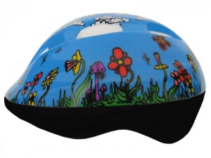 Product detail of Fly Dětská cyklistická helma modrá s kytičkami