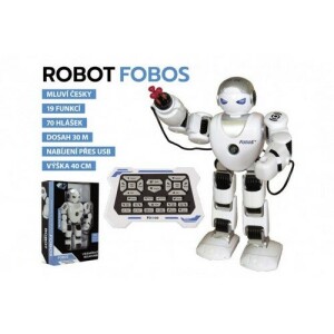 Product detail of Teddies Robot RC FOBOS plast interaktivní chodící 40cm česky mluvící na baterie s USB v krabici 31x45x13cm