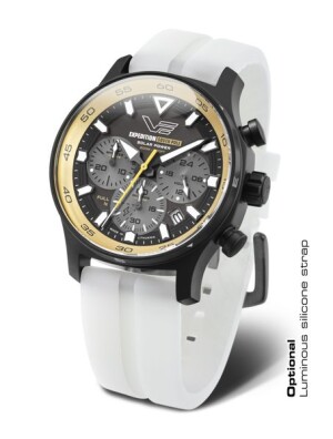 Product detail of Vostok Europe Expedition South Pole Solar Power Chronograph VR42-592C763S - Bílý silikonový řemínek (luminiscenční)