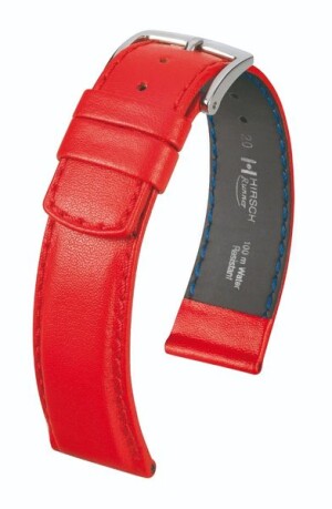 Product detail of Řemínek Hirsch Runner (NO QR) - červený - 22 mm - L – Standardní délka (doporučujeme) - 20 mm - Stříbrná