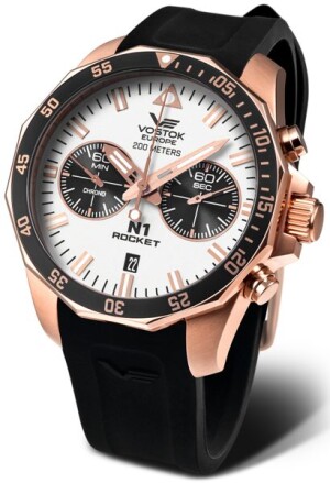 Product detail of Vostok Europe N-1 Rocket Chrono Line 6S21-225B619S - Černý silikonový řemínek