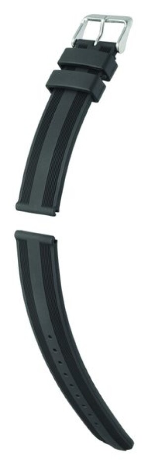 Product detail of Řemínek Hirsch Silverstone (NO QR) - černý - 20 mm - L – Standardní délka (doporučujeme) - 20 mm - Stříbrná