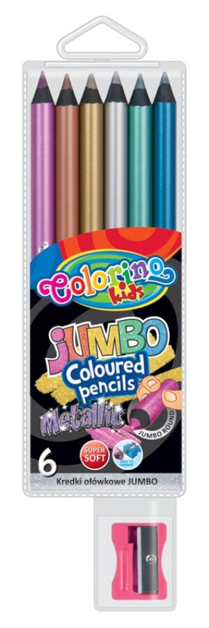 Product detail of Colorino pastelky kulaté JUMBO, metalické, s ořezávátkem, 6 barev