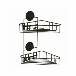 Product detail of Dvojitá rohová polička do koupelny Compactor Bestlock Black - bez vrtání, nosnost až 12 kg