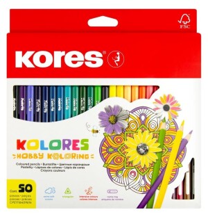 Product detail of Kores Trojhranné pastelky KOLORES Mandalas pro antistresové omalovánky 3 mm  50 barev
