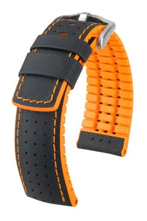Product detail of Řemínek Hirsch Robby - oranžový - 24 mm - L – Standardní délka (doporučujeme) - 22 mm - Stříbrná