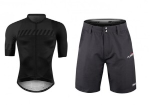 Product detail of Force FASHION černo-šedý dres + Force BLADE MTB černé cyklokraťasy