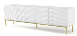 Product detail of ARTBm TV stolek RAVENNA C 4D 200 | bílá lesklá Provedení: Biela / biely lesk / zlatá podnož