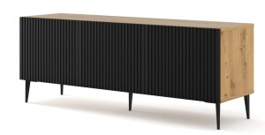 Product detail of ARTBm TV stolek RAVENNA B 3D 150 | dub artisan / černá matná Provedení: Dub artisan / černý mat / černé nohy