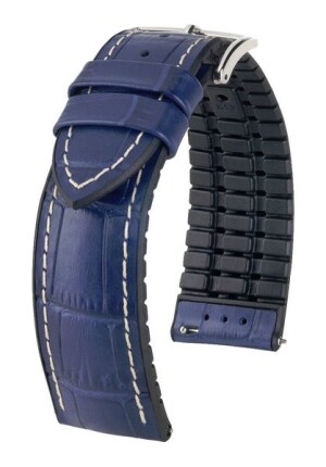 Product detail of Řemínek Hirsch George - modrý - 22 mm - L – Standardní délka (doporučujeme) - 20 mm - Stříbrná