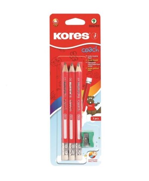 Product detail of Kores Jumbo trojhranná tužka Coach 3/4 délka s gumou 3 ks