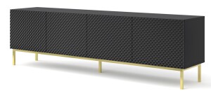 Product detail of ARTBm TV stolek RAVENNA C 4D 200 | černá lesklá Provedení: Černá / černý lesk / zlatá podnož