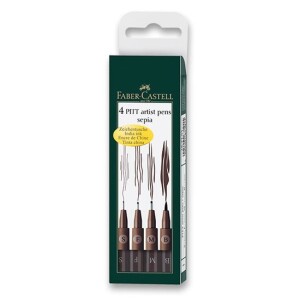 Product detail of Faber - Castell Popisovač Pitt Artist Pen - sepia (S,F,M,B) 4 ks