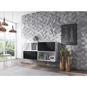 Product detail of Artcam Sestava do obývacího pokoje ROCO 15 roco: korpus bílý mat / okraj bílý mat / dvířka černý mat