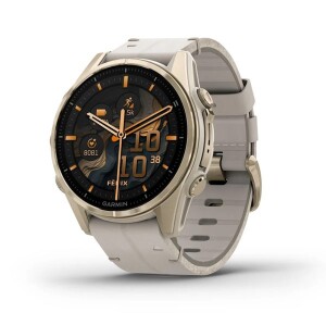 Product detail of Garmin Fenix® 8 – 43 mm, AMOLED Sapphire, Soft Gold / Limestone s koženým řemínkem 010-02903-40