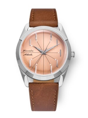 Product detail of Nivada Grenchen Antarctic Spider Salmon No Date - Brown Leather
