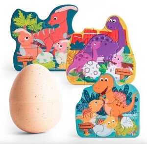 Product detail of Puzzle Dinosauři ve vejci, dřevěné s hračkou