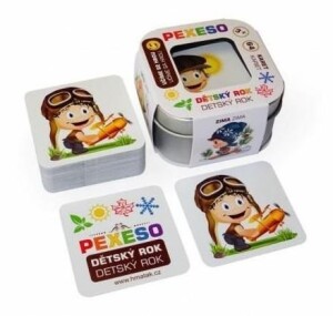 Product detail of Pexeso dětský rok: 64 karet voděodolné v plechové krabičce Hmaťák