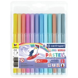 Product detail of Centropen Fixy COLOUR WORLD 7550 trojboké, sada 12 pastelových barev