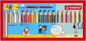 Product detail of Pastelky STABILO Woody 3in1, sada 18 ks pastelových barev v pouzdru s ořezávátkem a štětcem