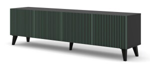 Product detail of ARTBm TV stolek RAVENNA F 4D 200 | černá matná / zelená Provedení: Černý mat / zelená / černé plastové nohy