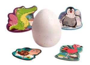 Product detail of Puzzle Mláďata ve vejci, dřevěné s hračkou