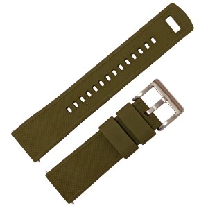 Product detail of Silikonový řemínek, olivový/černý se stříbrnou sponou - 22 mm