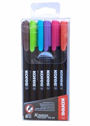 Product detail of Kores K-MARKER Permanentní popisovač, tenký hrot M, 6 ks sada