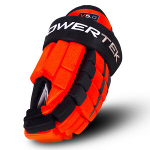 Product detail of Hokejové rukavice POWERTEK  V5.0 Black/Orange Žák (youth) 8 palců