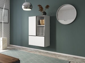 Product detail of Artcam Sestava do obývacího pokoje ROCO 17 roco: korpus bílý mat / okraj černý mat / dvířka bílý mat