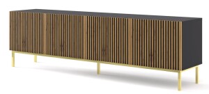 Product detail of ARTBm TV stolek RAVENNA F 4D 200 | černá matná / dub artisan Provedení: Černá matná / dub artisan / zlatá podnož