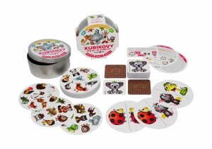 Product detail of Kubíkovy hrátky se zvířátky soubor 3 her (Hmaťák, pexeso, domino) 3v1 v plechové krabičce